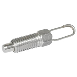 Stainless Steel-Indexing plungers, with lifting ring / with wire loop, without rest position 717-5-M10X1-A-NI