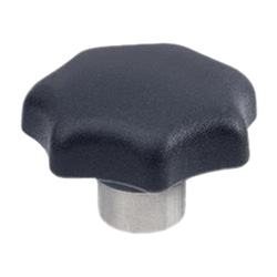 Star knobs, Technopolymer, with protruding Stainless Steel bushing 6336.2-32-M6-E-NI