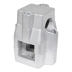 Two-way connector clamps, multi part assembly, unequal bore dimensions 135-V30-V40-60-2-BL