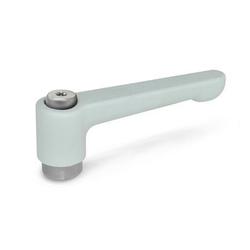 Flat adjustable hand levers, zinc die casting, bushing Stainless Steel (GN 302.1) 302.1-45-M6-SR
