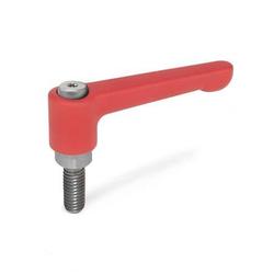 Flat adjustable hand levers, Zinc die casting, threaded stud Stainless Steel (GN302.1) 302.1-78-M12-50-SW