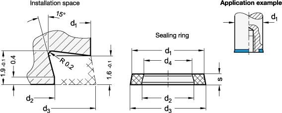 Sealing rings, Hygienic Design 7600-19-15-2-HNBR-85