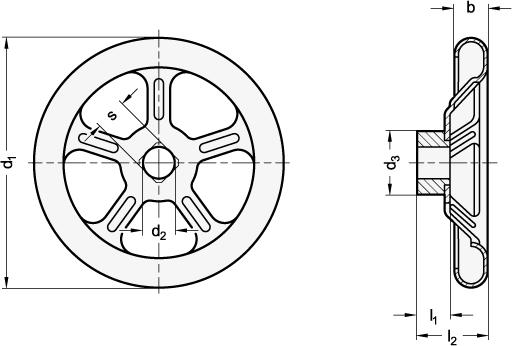Handwheels, made sheet steel 228-ST-160-B12-A-SW