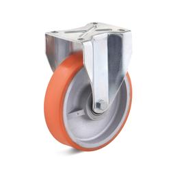 Heavy duty fixed Castors with polyurethane wheel, housing made of welded steel construction
