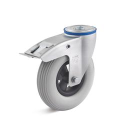 PU swivel Castors with back hole and double stop