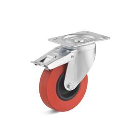 Swivel Castors with double stop and heat resistant rubber wheel