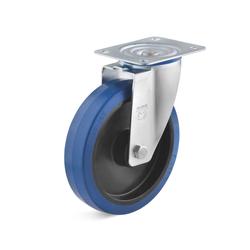 Swivel Castors with blue elastic solid rubber wheel
