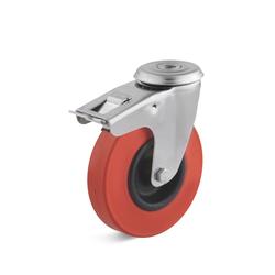 Stainless steel swivel Castors with double stop and bolt hole, heat-resistant wheel