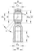 ELGES Rod End Requiring Maintenance with Internal Thread, Dimension Series K, Open