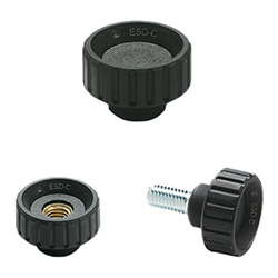BT-ESD - Fluted grip knobs -ESD conductive technopolymer