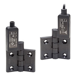 Flat hinges / conical countersinks / integrated safety switch / integrated safety switch / plastic (technopolymer) / CFSQ / ELESA