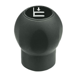 EBK-H SOFT - Mushroom lobe handles -with lens Soft-touch technopolymer