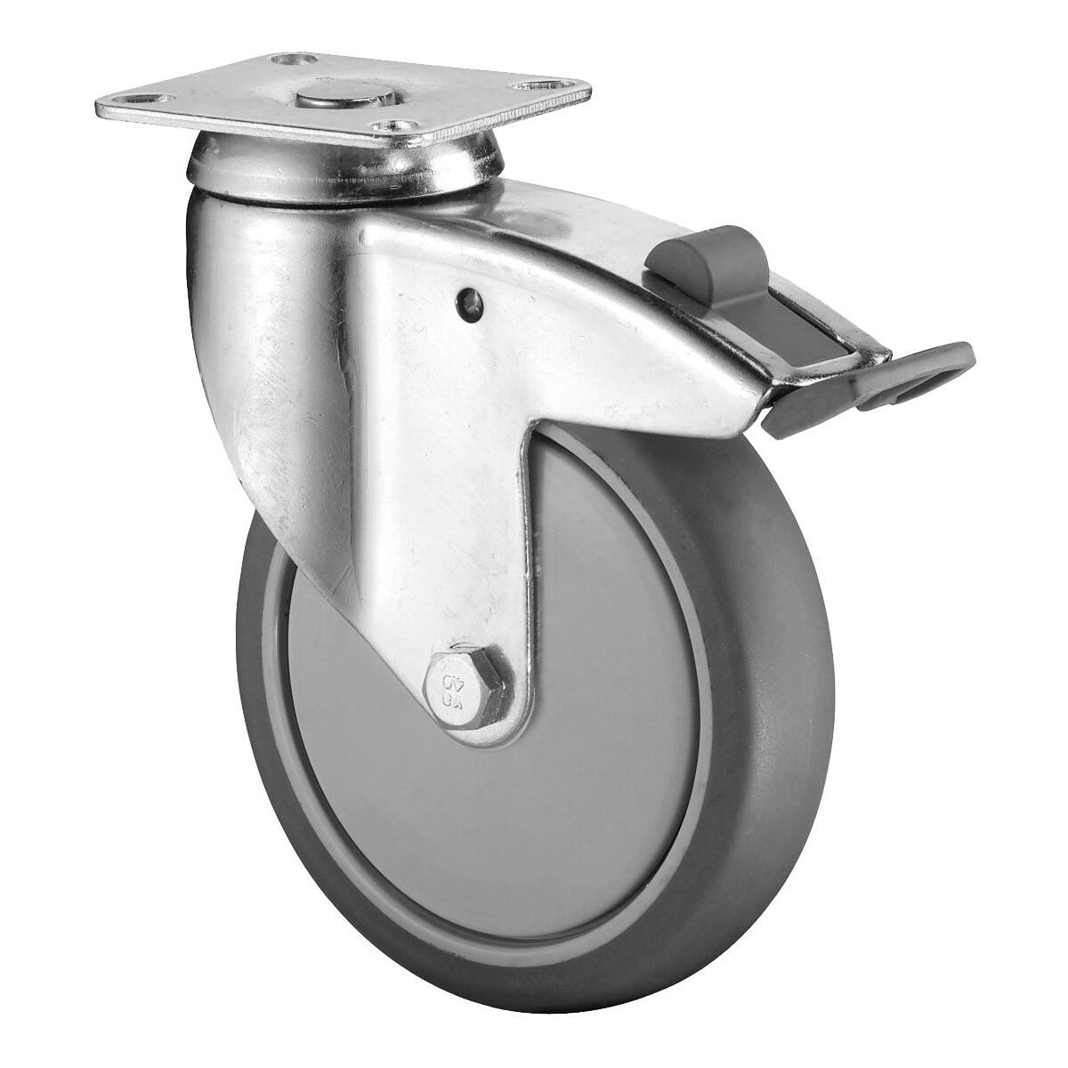 Apparatus Castors with Plate, Rubber Bandage TPE, Heavy Design - Swivel Castors with Brake