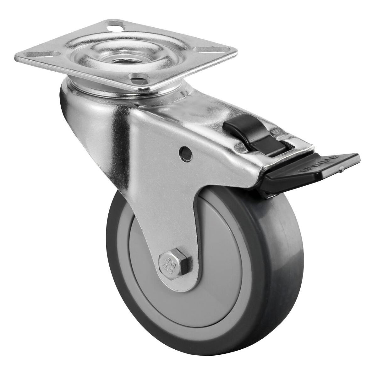 Apparatus Castors with Plate, Rubber Bandage TPE, Light Design - Swivel Castors with Brake