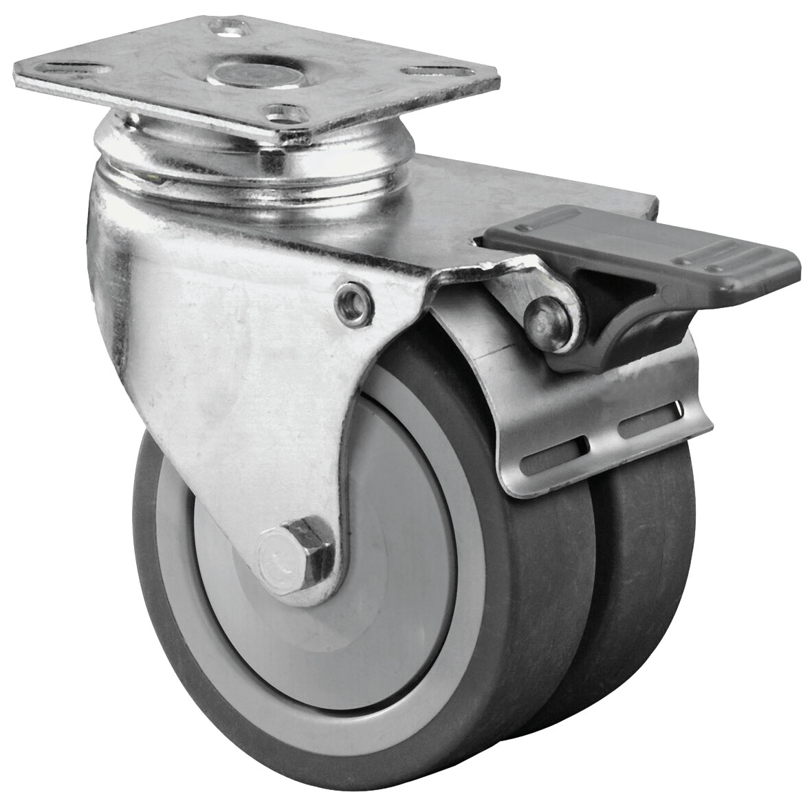 Apparatus Castors with Plate, TPE Rubber Bandage, Double Swivel Castors - Swivel Castors with Brake