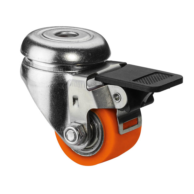 Compact Castors with Back Hole, TPU Wheel - Swivel Castor with Brake