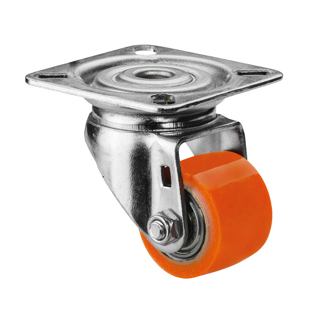 Compact Castors with Plate, TPU Wheel - Swivel Castor