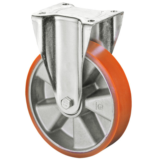 Heavy Duty Transport Castors with Perforated Plate, PU Bandage - Fixed Castors