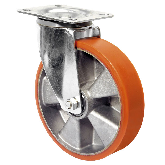 Transport Castors with Plate, PU Bandage - Swivel Castors