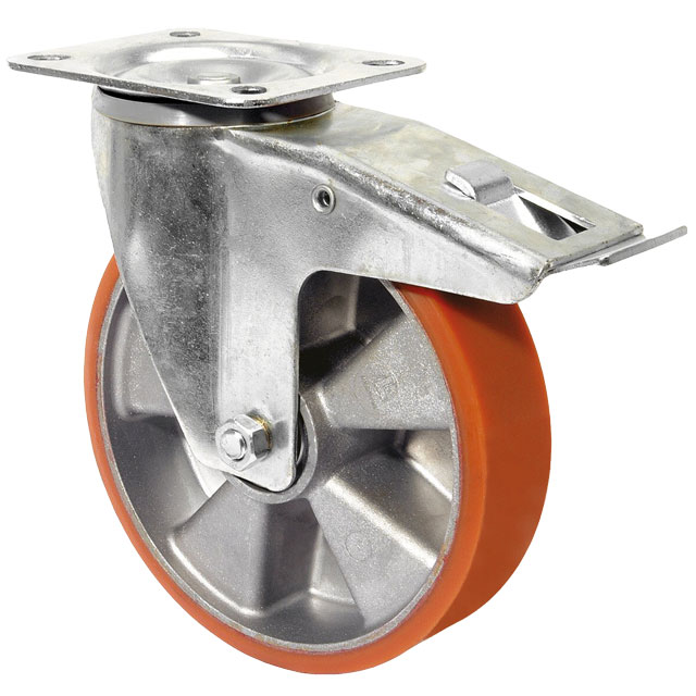 Transport Castors with Plate, PU Bandage - Swivel Castors with Brake