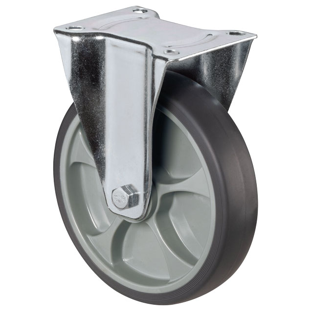 Transport Castors with Plate, Rubber Bandage TPE Grey - Fixed Castors