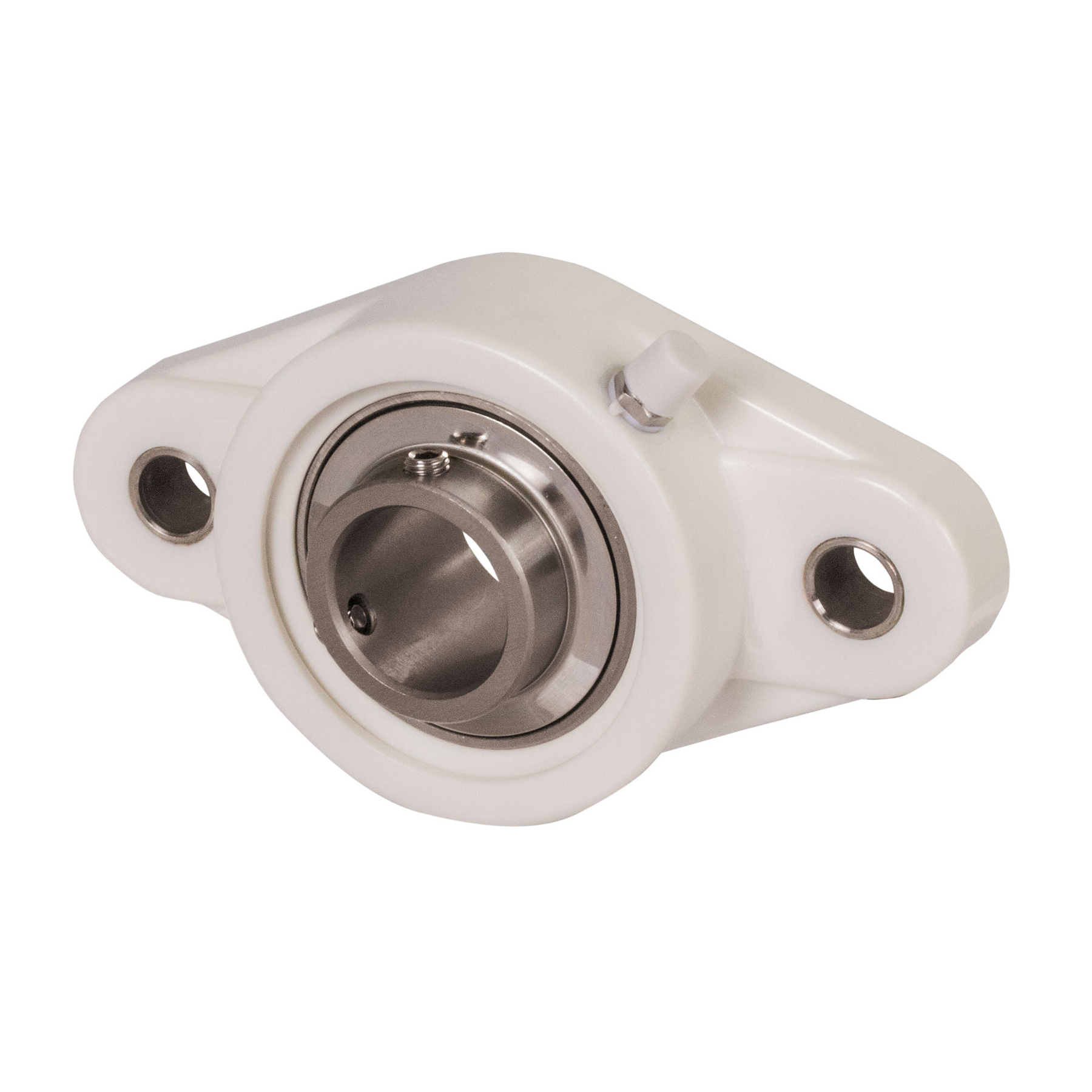 Ball Flange Bearings TUCFL, Thermoplastic Housing with Stainless Steel Bearing, White