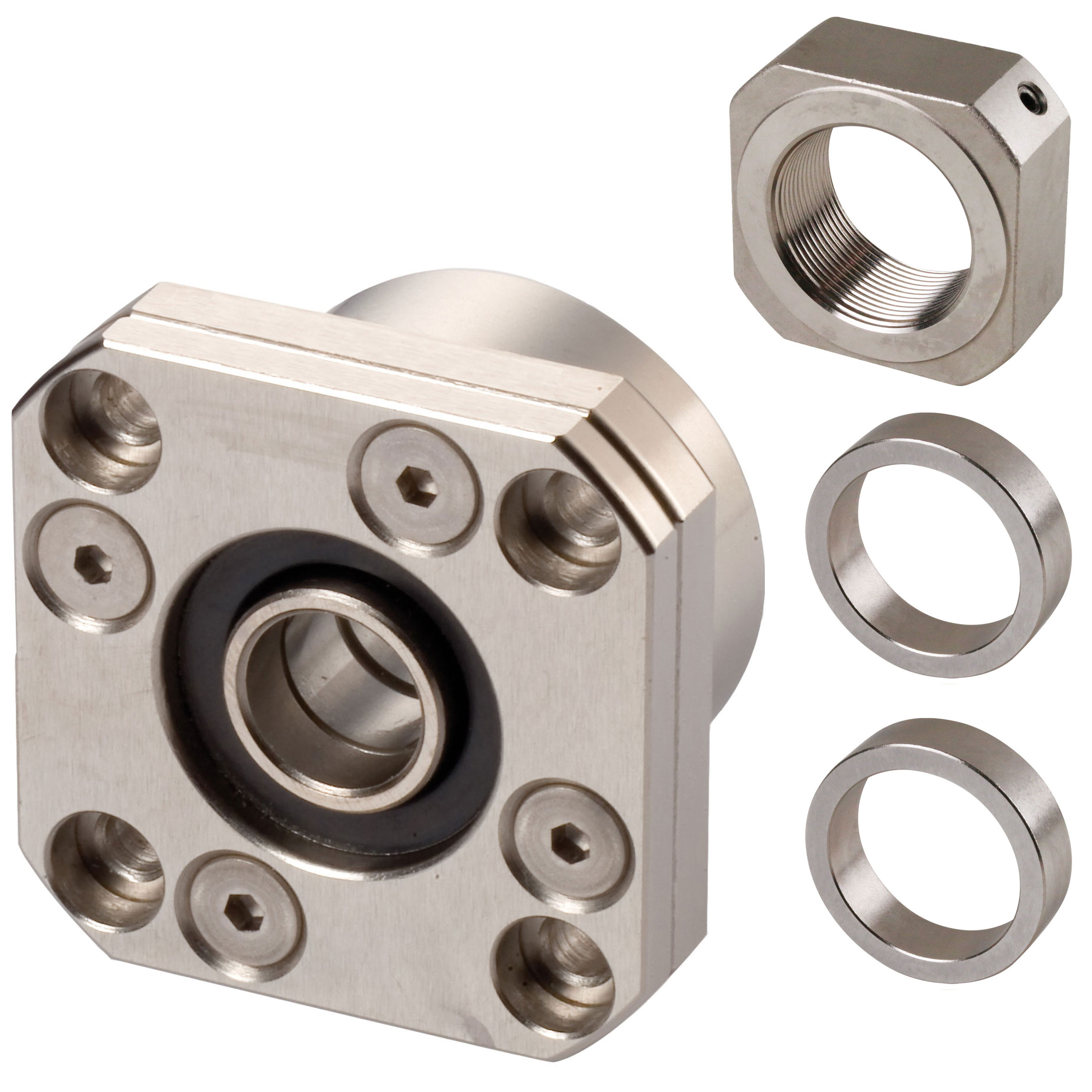 Flange Bearing Units FK, for Fixed Side, Nickel-plated