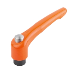 Clamping levers, die-cast zinc with internal thread and protective cap, threaded insert black oxidised steel (06450)