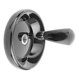 Disc handwheels with revolving grip, steel parts stainless steel, Form E, with reamed hole (06287)