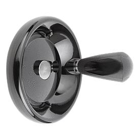 Disc handwheels with revolving grip, steel parts stainless steel, Form D, pre-drilled (06287)