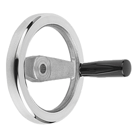 Handwheels 2-spoke aluminium, flat rim revolving grip, polished (06277)