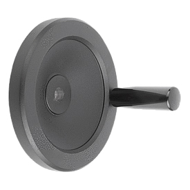 Handwheels disc, aluminium, with revolving cylinder grip, black, powder-coated (06275)