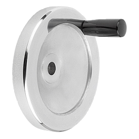 Handwheels disc aluminium, with fixed cylinder grip, polished (06275)