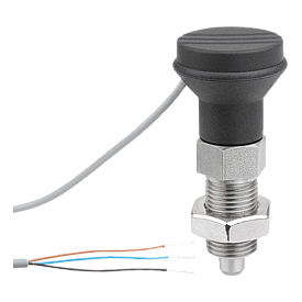 Indexing plungers steel or stainless steel with status sensor, hardwired, Form B (03090)