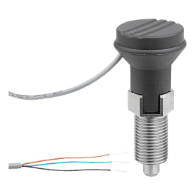 Indexing plungers steel or stainless steel with status sensor, hardwired, Form C (03090)