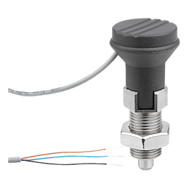 Indexing plungers steel or stainless steel with status sensor, hardwired, Form D (03090)