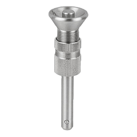 Ball lock pins with mushroom grip stainless steel, with high shear strength, adjustable (03418)