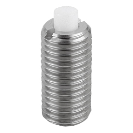 Spring plungers with hexagon socket and flattened POM thrust pin, stainless steel (03058)