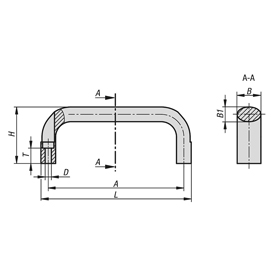 Pull handles stainless steel, oval with thru hole (06920)