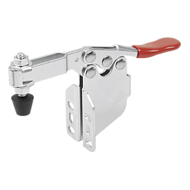 Toggle clamp horizontal with angled foot and adjustable clamping spindle (05741)