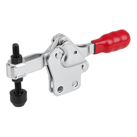 Toggle clamps horizontal with straight foot and adjustable clamping spindle (05785)