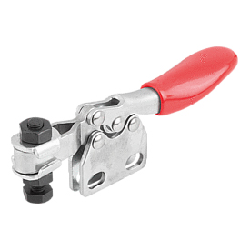 Toggle clamp mini horizontal with straight foot and adjustable clamping spindle (05785)