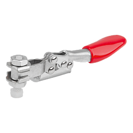 Toggle clamp mini horizontal with horizontal foot right and adjustable clamping spindle (05780)