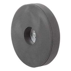 Magnets shallow pot with tapped pin NdFeB, with rubber protective jacket (09114)