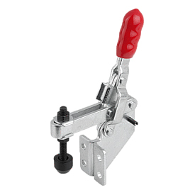 Toggle clamps vertical with angled foot and adjustable clamping spindle (05730)