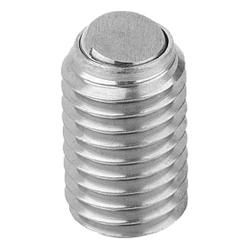 Ball-end thrust screws without head stainless steel with flattened ball and rotation lock (07111)