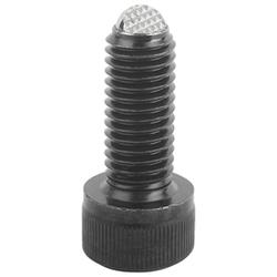 Ball-end thrust screws with head, Form F, with flattened and serrated ball (07100)