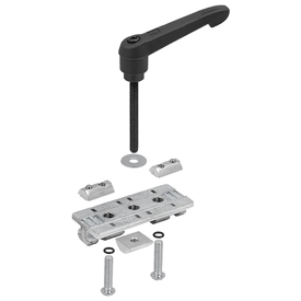 Profile slider with clamping lever, Form L, floating bearing (10449)