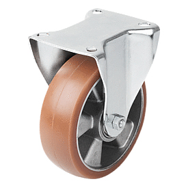 Fixed Castors, Rubber, with low roll resistance (95025)