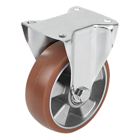 Fixed Castors, Polyurethane, with low roll resistance (95025-01)